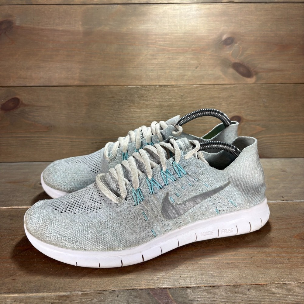 Nike Free RN Flyknit Womens size 8.5 shoes blue gray Knit Running sneakers
